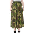 Classic Green Camouflage Print Chiffon Maxi Skirt