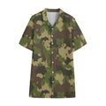 Classic Green Camouflage Print Cotton Hawaiian Shirt