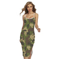 Classic Green Camouflage Print Cross Back Cami Dress