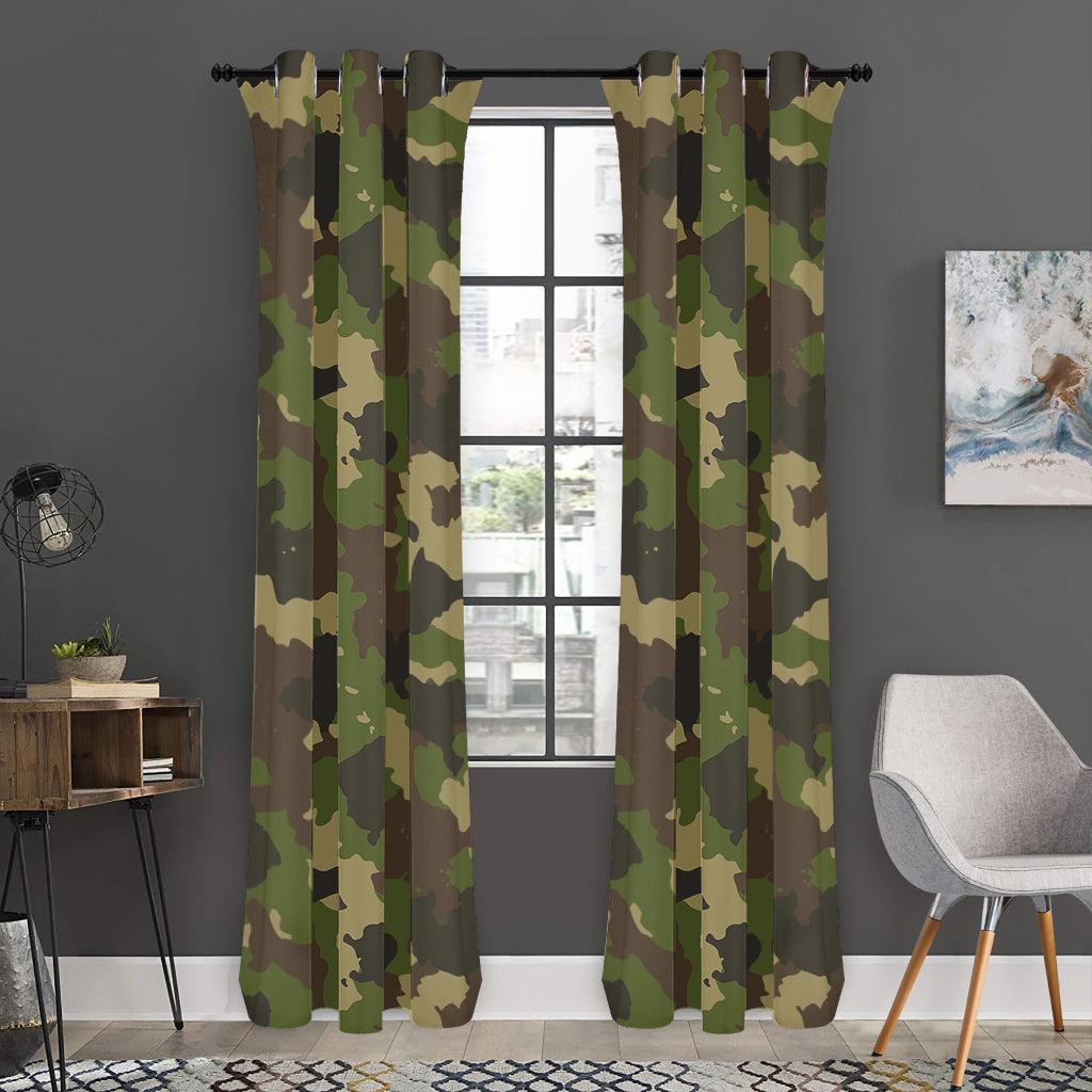 Classic Green Camouflage Print Curtain