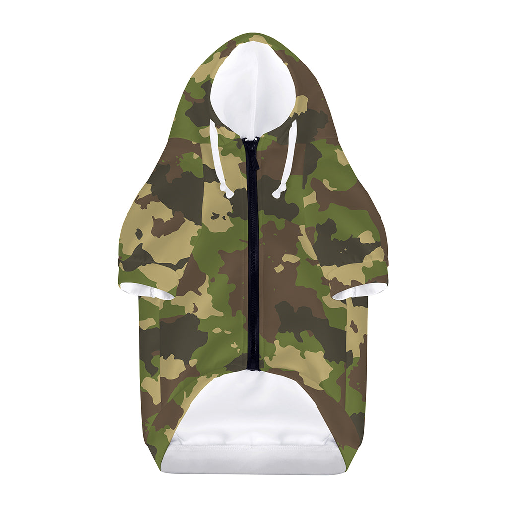 Classic Green Camouflage Print Dog Zip Up Hoodie
