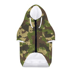 Classic Green Camouflage Print Dog Zip Up Hoodie