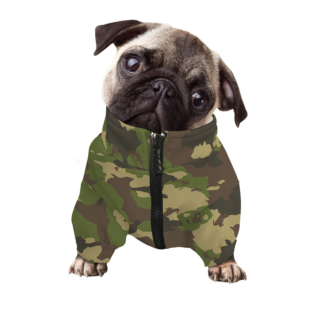 Classic Green Camouflage Print Dog Zip Up Jacket