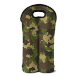 Classic Green Camouflage Print Double Neoprene Wine Tote