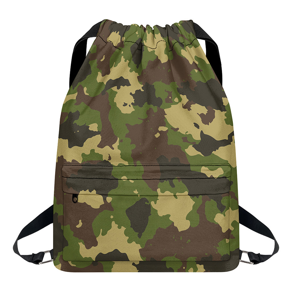 Classic Green Camouflage Print Drawstring Backpack
