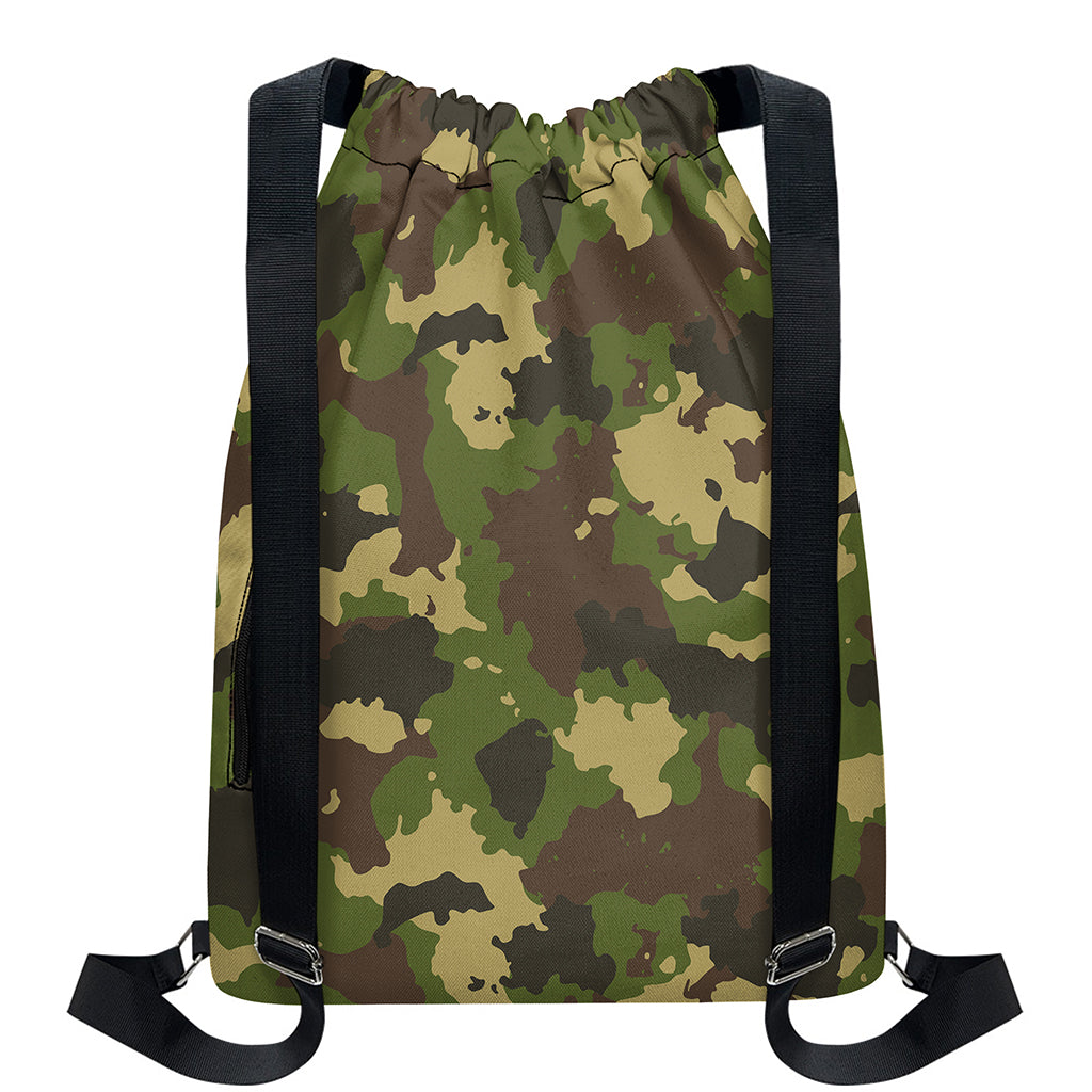 Classic Green Camouflage Print Drawstring Backpack
