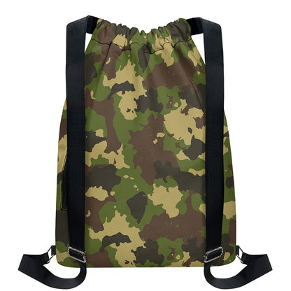 Classic Green Camouflage Print Drawstring Backpack