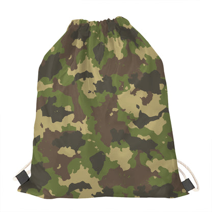 Classic Green Camouflage Print Drawstring Bag