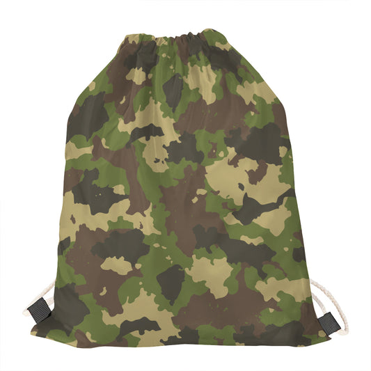 Classic Green Camouflage Print Drawstring Bag