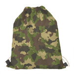 Classic Green Camouflage Print Drawstring Bag