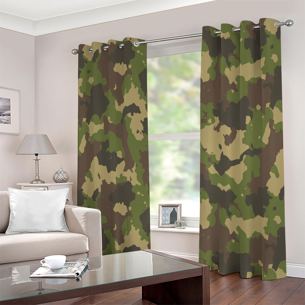 Classic Green Camouflage Print Extra Wide Grommet Curtains