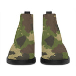 Classic Green Camouflage Print Flat Ankle Boots