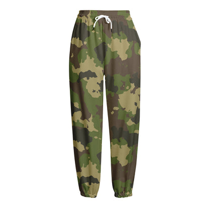 Classic Green Camouflage Print Fleece Lined Knit Pants