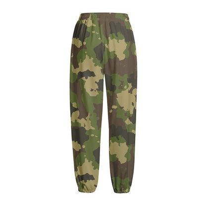Classic Green Camouflage Print Fleece Lined Knit Pants