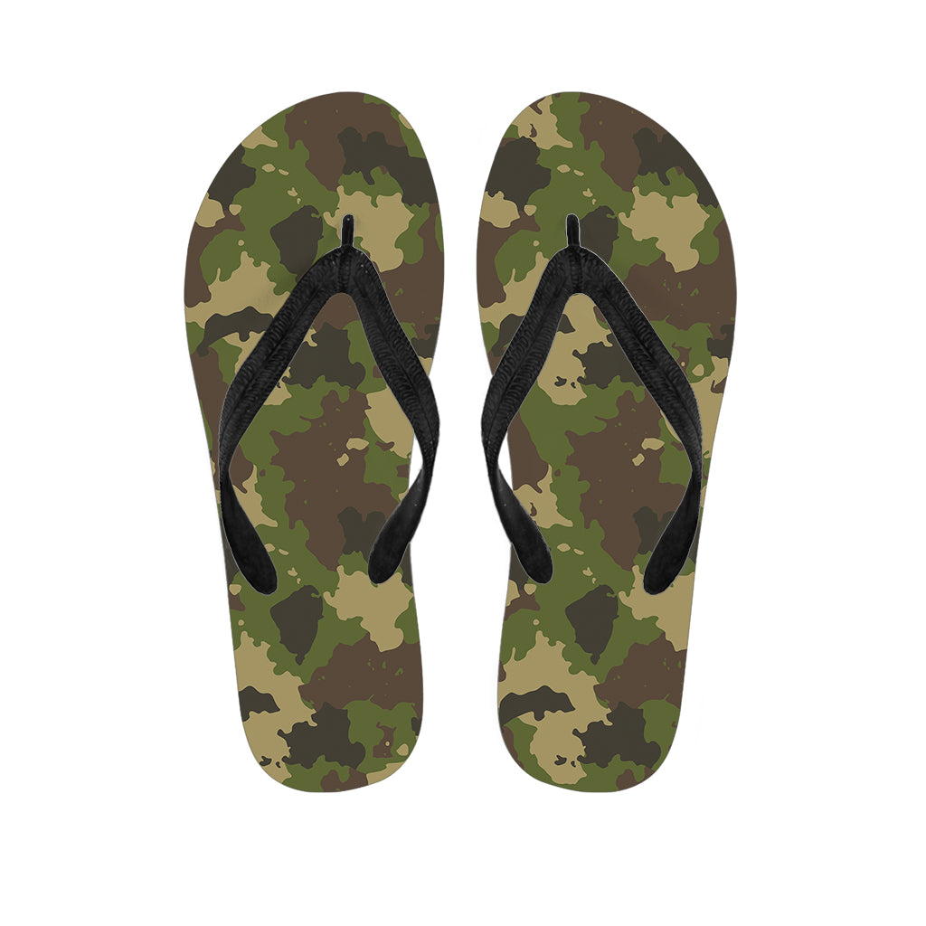 Classic Green Camouflage Print Flip Flops