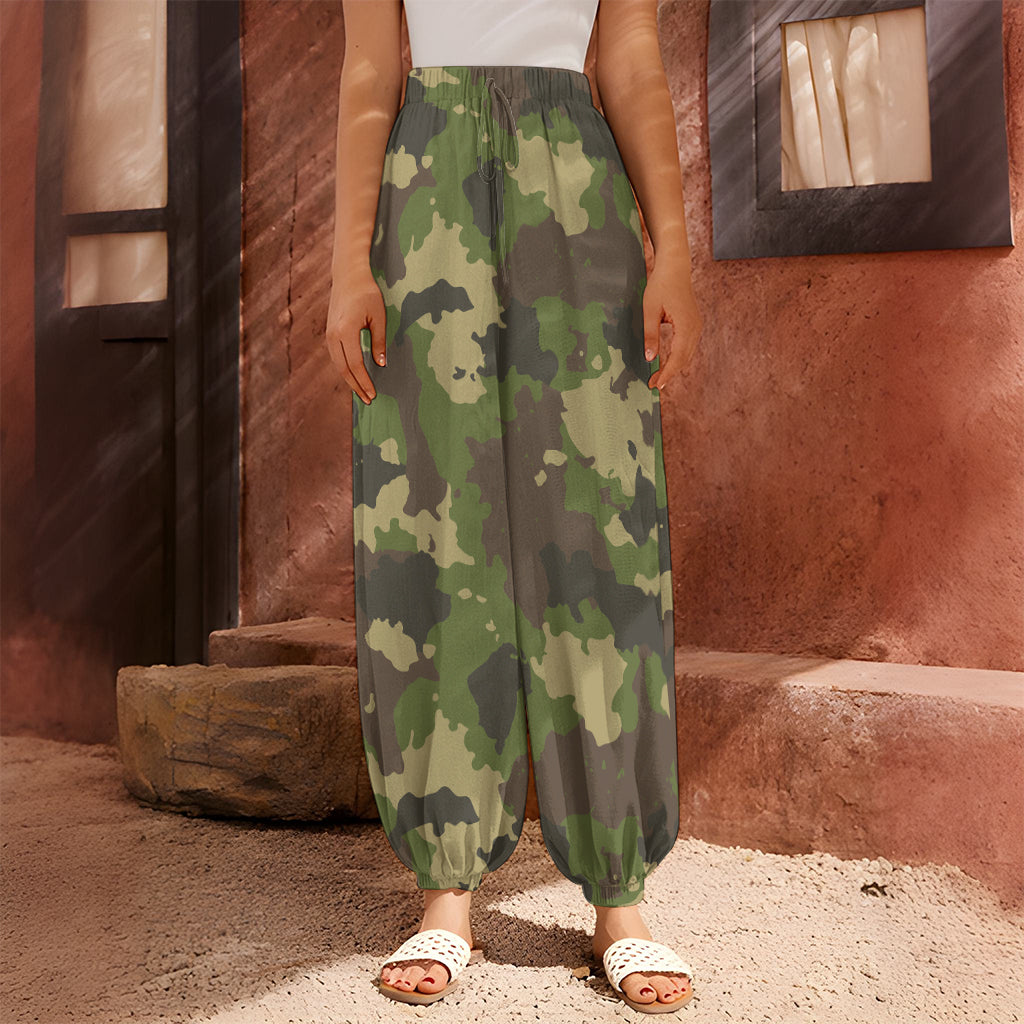 Classic Green Camouflage Print Harem Pants