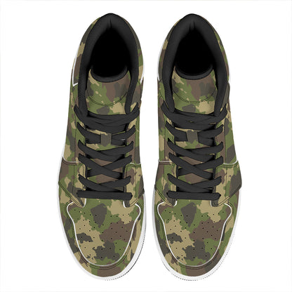 Classic Green Camouflage Print High Top Leather Sneakers