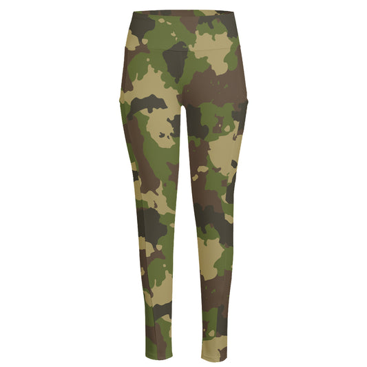 Classic Green Camouflage Print High-Waisted Pocket Leggings