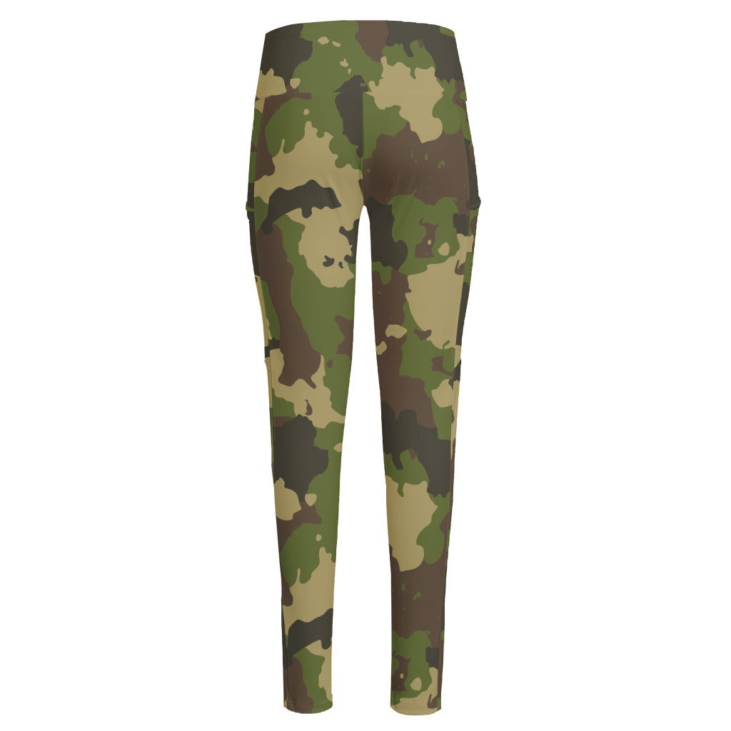 Classic Green Camouflage Print High-Waisted Pocket Leggings
