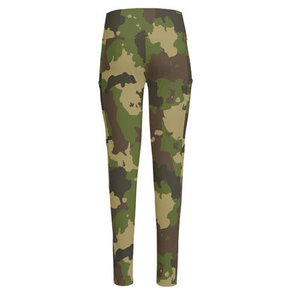 Classic Green Camouflage Print High-Waisted Pocket Leggings
