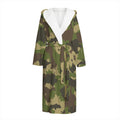 Classic Green Camouflage Print Hooded Bathrobe
