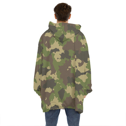 Classic Green Camouflage Print Hoodie Blanket