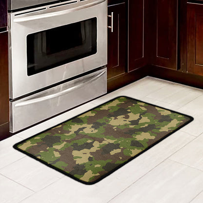 Classic Green Camouflage Print Kitchen Mat
