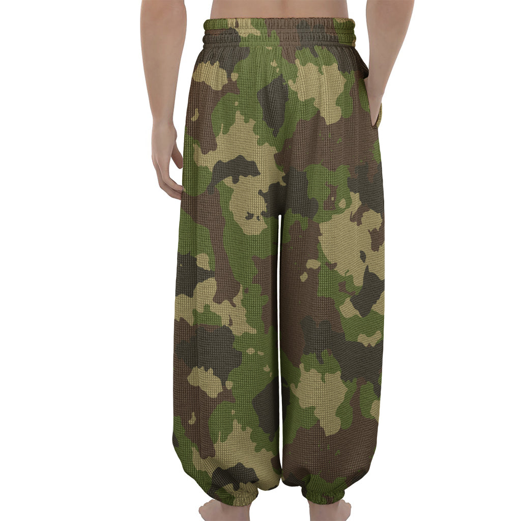 Classic Green Camouflage Print Lantern Pants