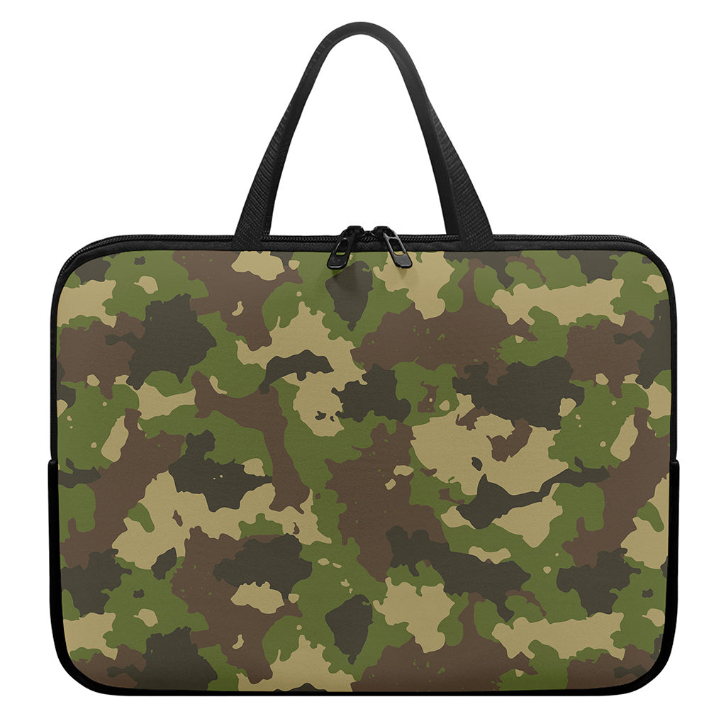 Classic Green Camouflage Print Laptop Sleeve With Handle