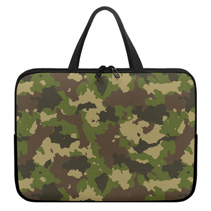 Classic Green Camouflage Print Laptop Sleeve With Handle