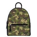 Classic Green Camouflage Print Leather Backpack