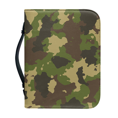 Classic Green Camouflage Print Leather Bible Cover