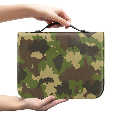 Classic Green Camouflage Print Leather Bible Cover