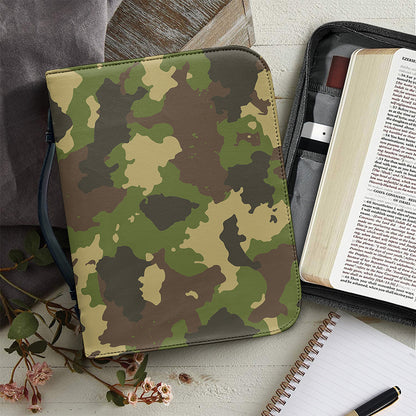Classic Green Camouflage Print Leather Bible Cover