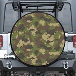 Classic Green Camouflage Print Leather Spare Tire Cover