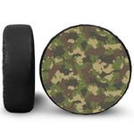 Classic Green Camouflage Print Leather Spare Tire Cover