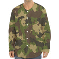 Classic Green Camouflage Print Long Sleeve Baseball Jersey