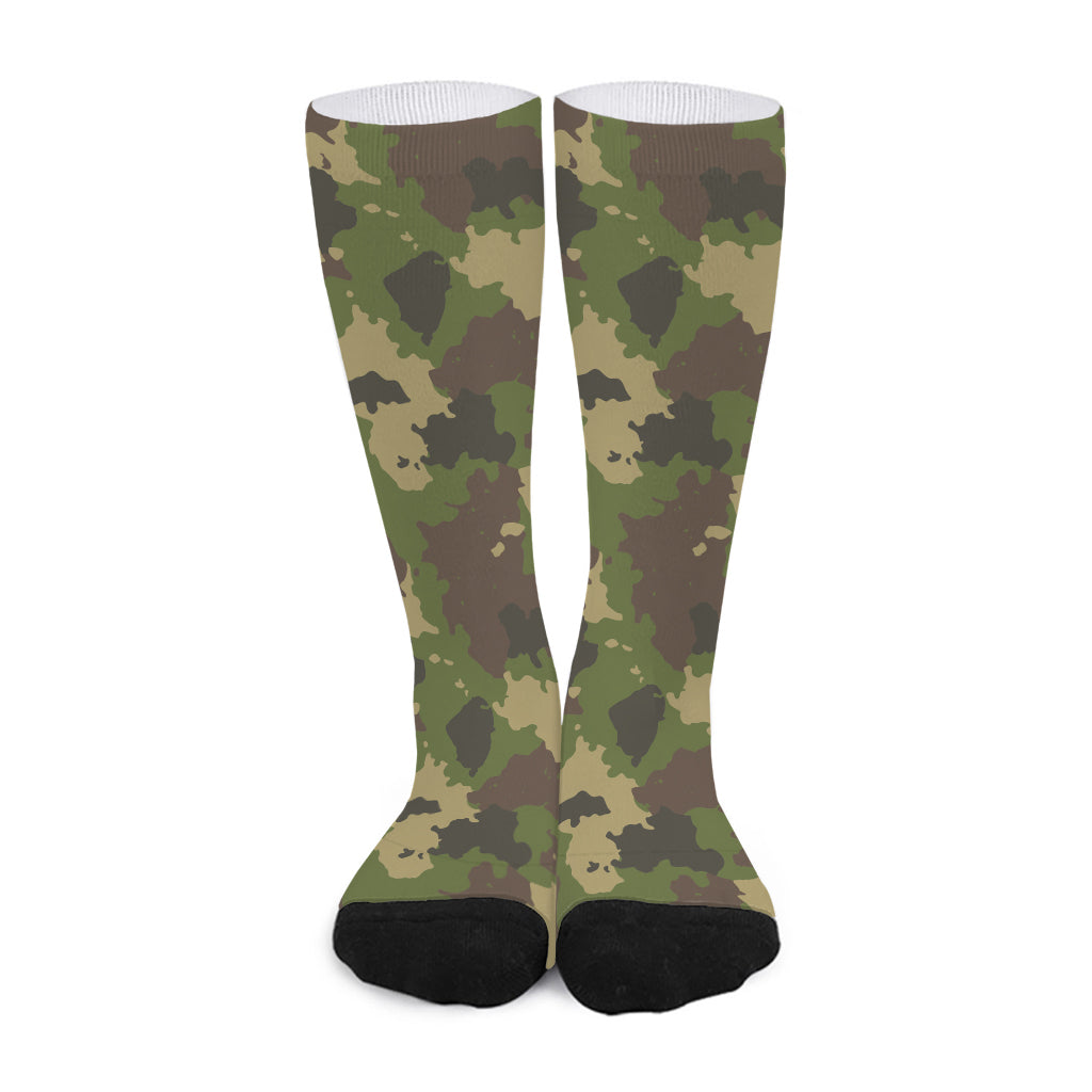 Classic Green Camouflage Print Long Socks