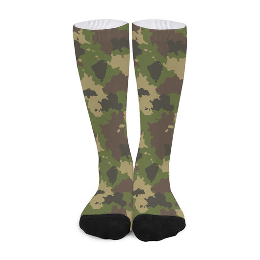 Classic Green Camouflage Print Long Socks