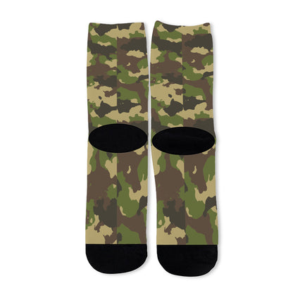 Classic Green Camouflage Print Long Socks