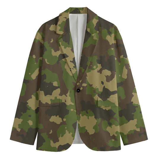 Classic Green Camouflage Print Men's Blazer