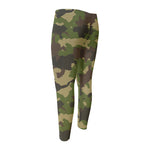 Classic Green Camouflage Print Men's Compression Pants