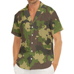 Classic Green Camouflage Print Men's Deep V-Neck Shirt