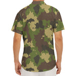 Classic Green Camouflage Print Men's Deep V-Neck Shirt