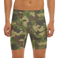 Classic Green Camouflage Print Men's Long Boxer Briefs
