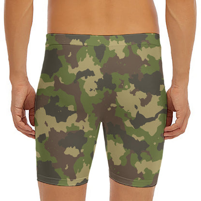 Classic Green Camouflage Print Men's Long Boxer Briefs