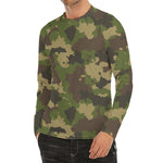 Classic Green Camouflage Print Men's Long Sleeve Rash Guard