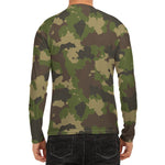 Classic Green Camouflage Print Men's Long Sleeve Rash Guard