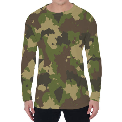 Classic Green Camouflage Print Men's Long Sleeve T-Shirt