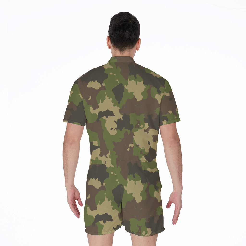 Classic Green Camouflage Print Men's Rompers
